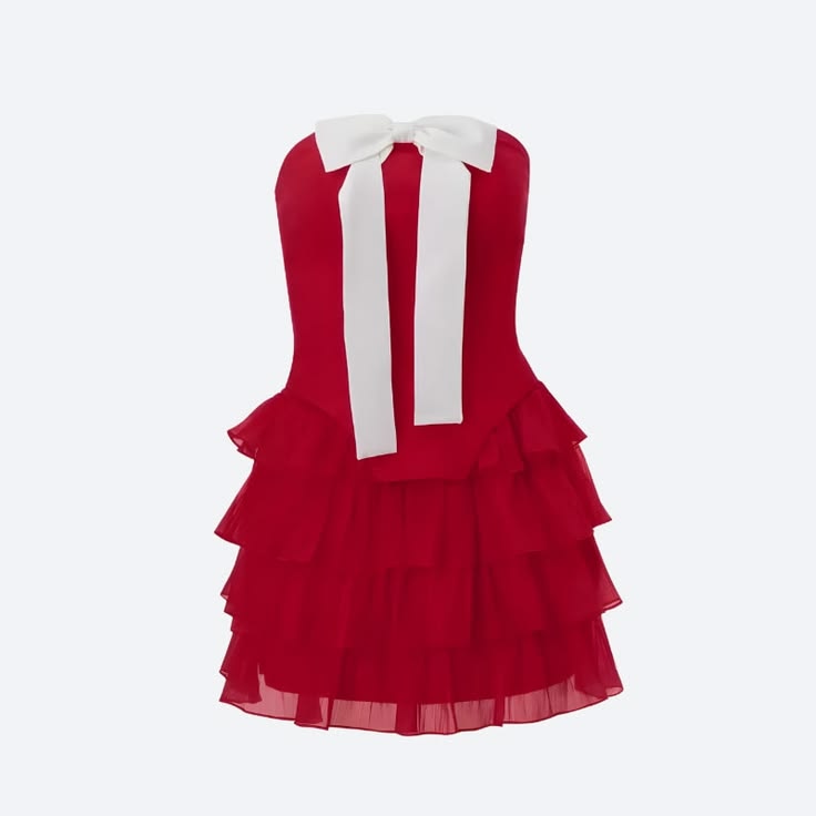 Vibrant Red Strapless Corset A Line Short Homecoming Dress With White Bow AS3070