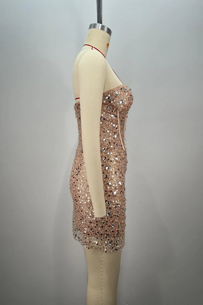 Stunning Strapless Rhinestone Corset Bodycon Homecoming Dress AS310