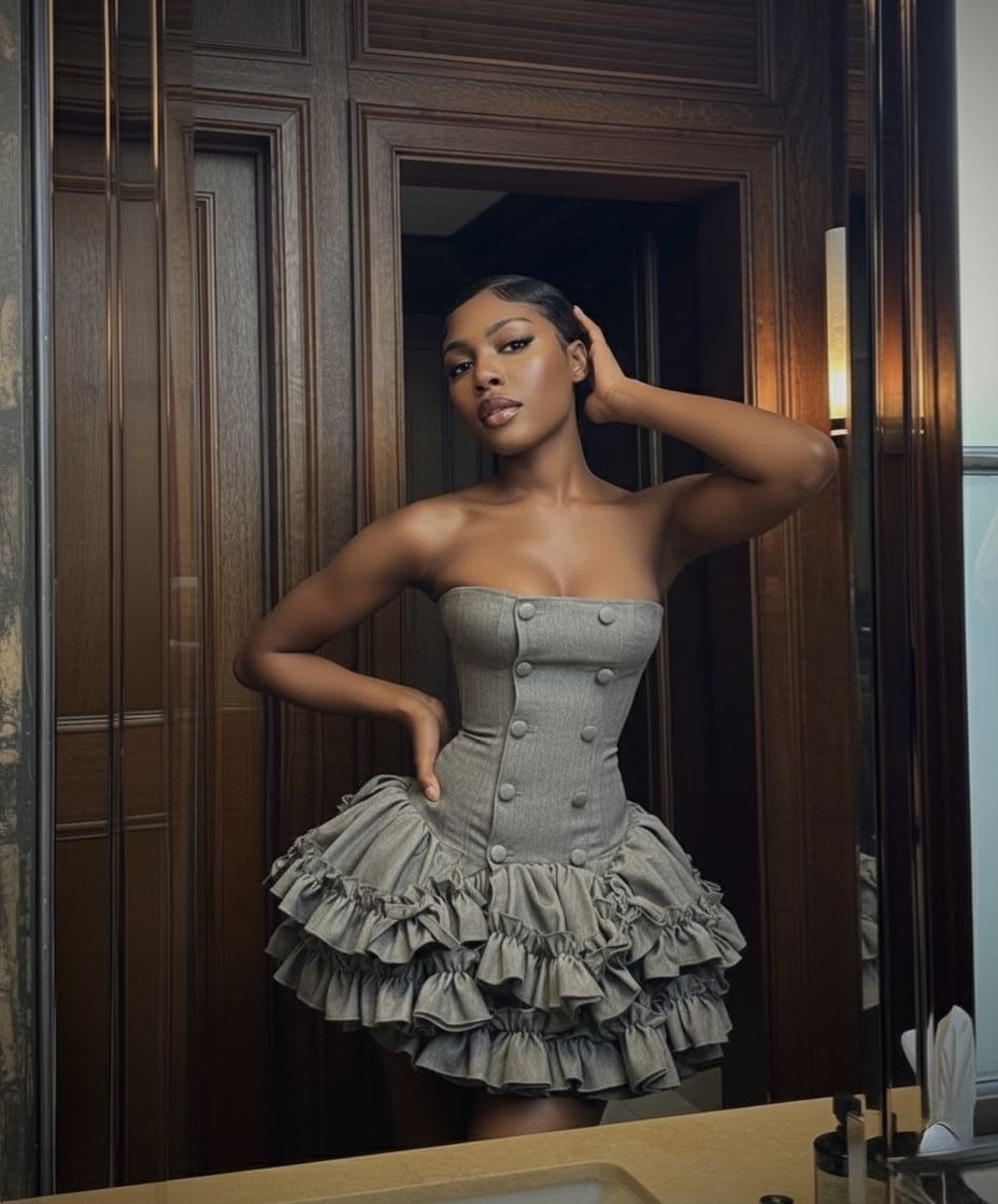Chic Grey Strapless Button Detail Corset A Line Short Homecoming Dress AS3104