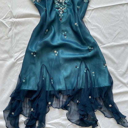 Stunning Teal Halter Beaded Appliques Sheath Short Homecoming Dress Birthday Party Dress AS3168