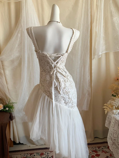 Romantic White Spaghetti Straps V-Neck Lace Ruffled Bodycon Short Homecoming Dress AS3169