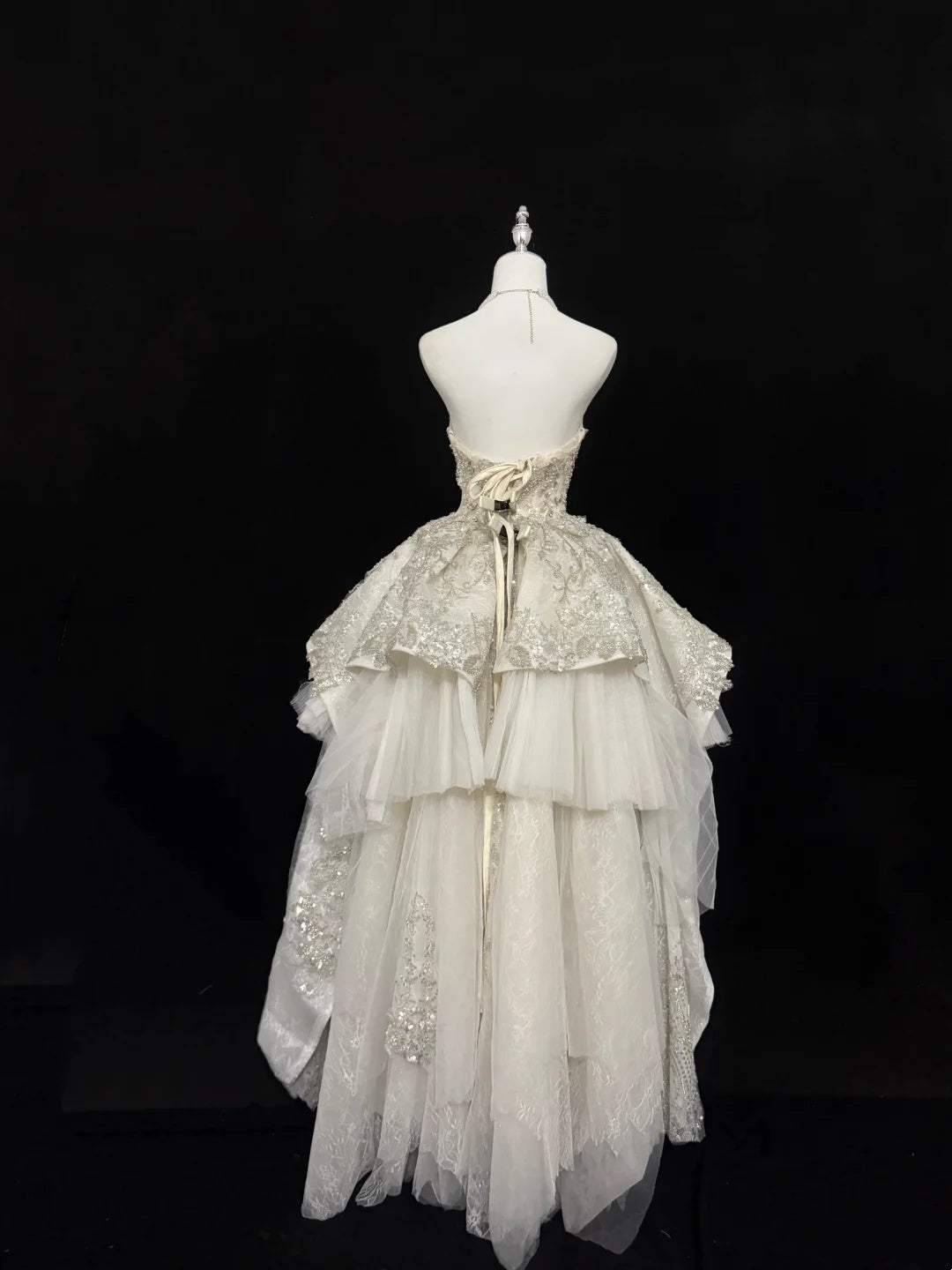 Opulent Ivory Strapless Heavy Beaded High Low A Line Short Homecoming Dress Birthday Wedding Dress AS3190