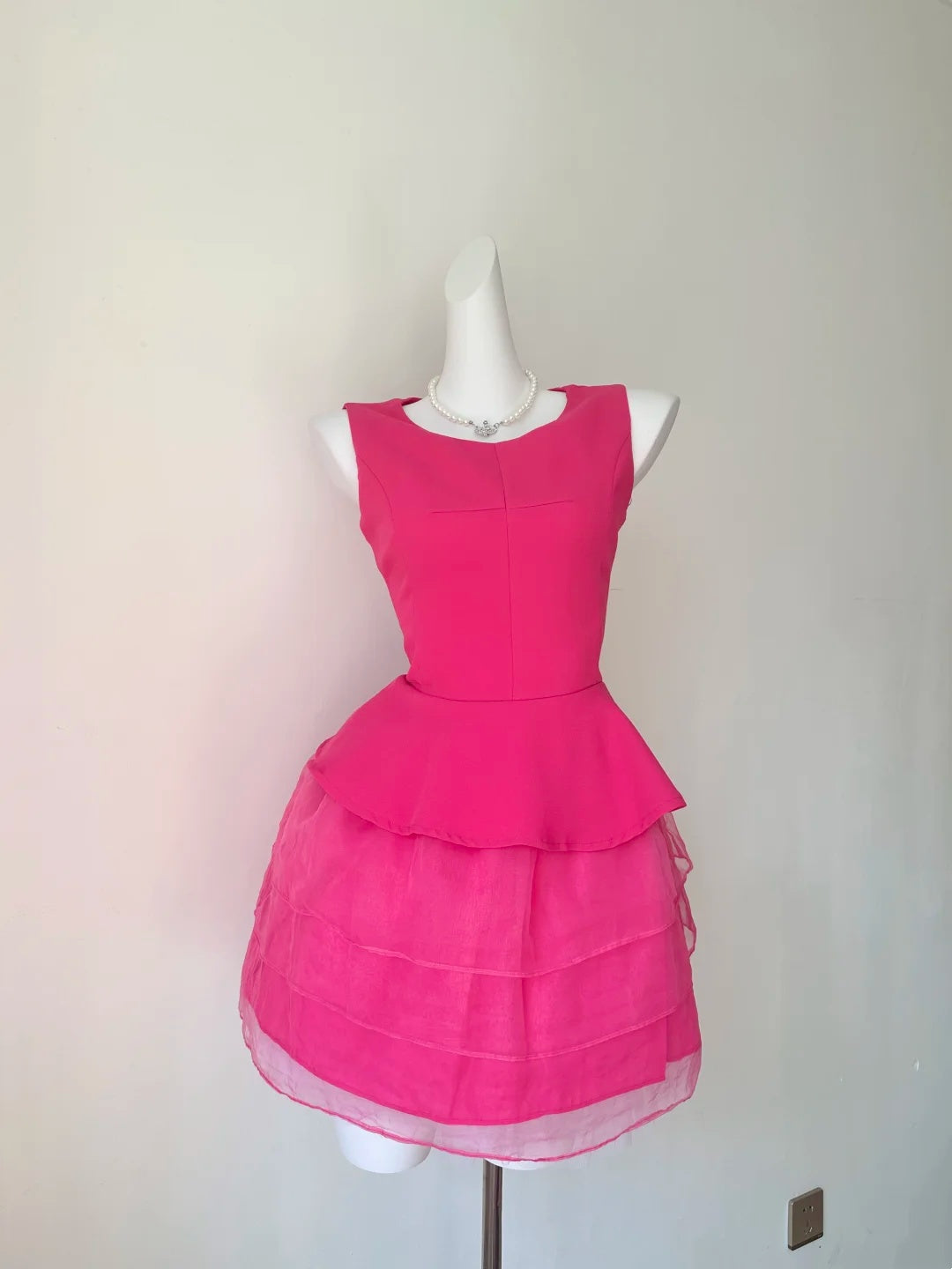 Charming Fuchsia Sleeveless Round Neck Bow A Line Short Homecoming Dress AS3204