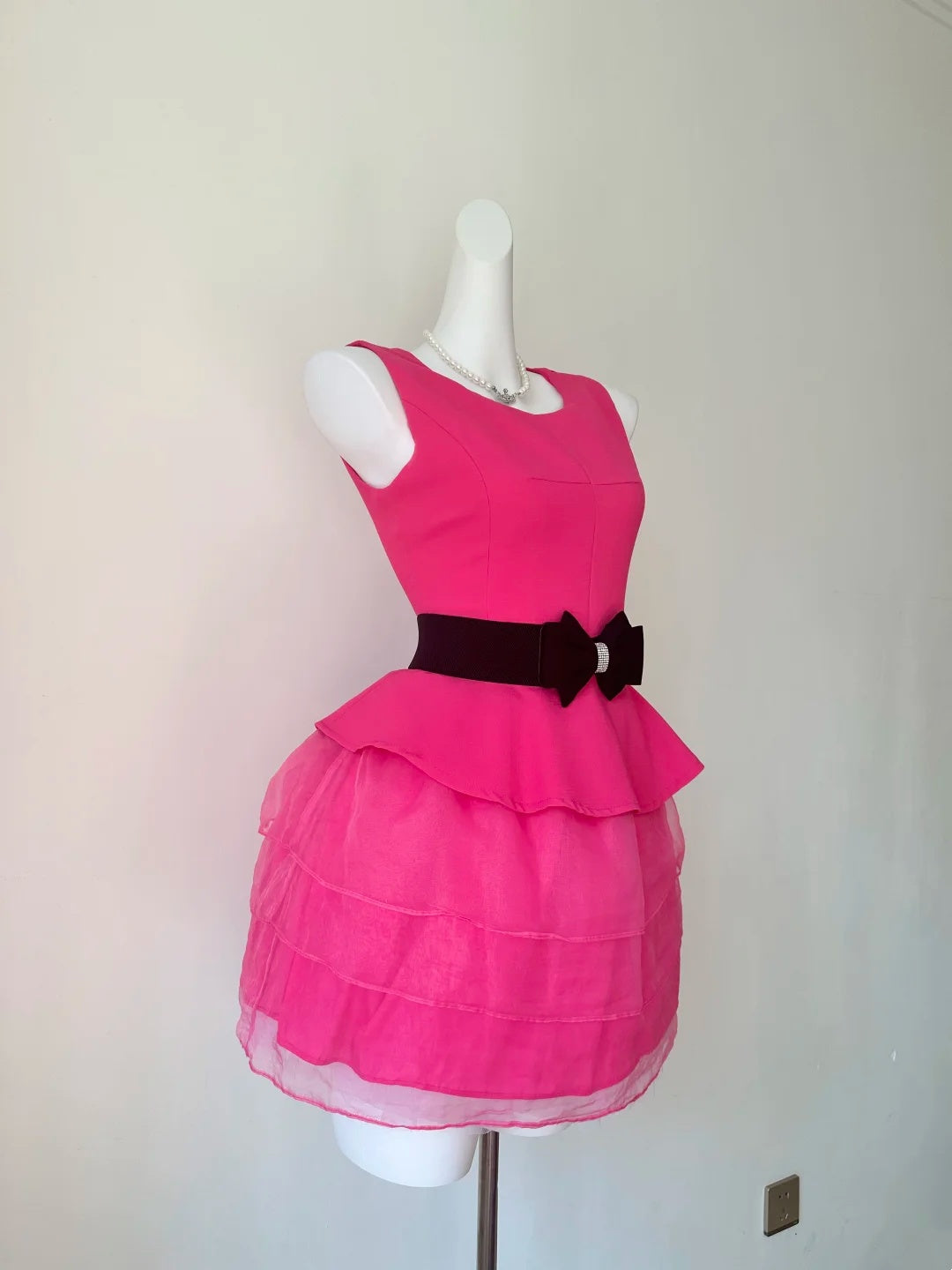 Charming Fuchsia Sleeveless Round Neck Bow A Line Short Homecoming Dress AS3204