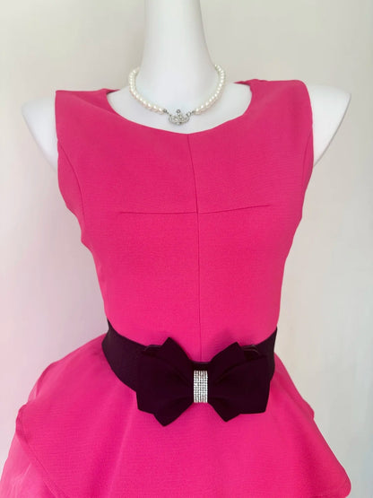 Charming Fuchsia Sleeveless Round Neck Bow A Line Short Homecoming Dress AS3204