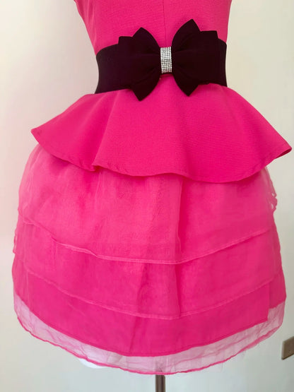 Charming Fuchsia Sleeveless Round Neck Bow A Line Short Homecoming Dress AS3204