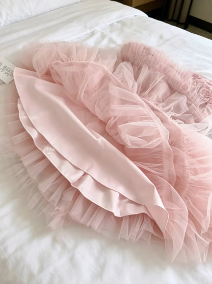 Romantic Pink Strapless 3D Floral Lace Corset A Line Short Homecoming Dress Birthday Dress AS3223