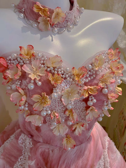 Stunning Pink Sweetheart Neck 3D Floral Sequin Beaded A-line Short Homecoming Dress Birthday Dress AS3226