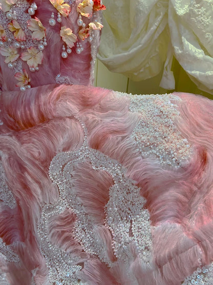 Stunning Pink Sweetheart Neck 3D Floral Sequin Beaded A-line Short Homecoming Dress Birthday Dress AS3226