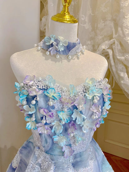 Stunning Pink Sweetheart Neck 3D Floral Sequin Beaded A-line Short Homecoming Dress Birthday Dress AS3226