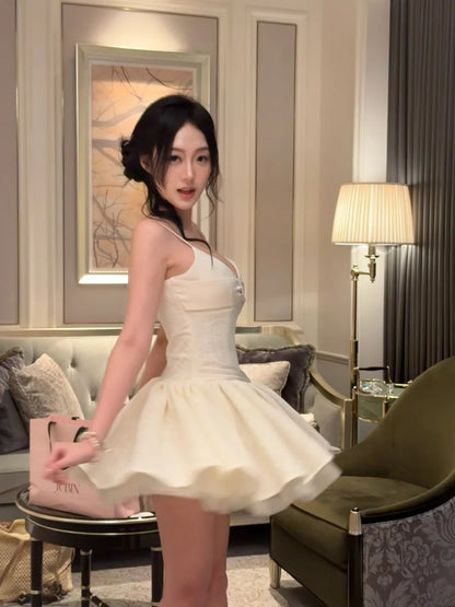 Elegant Ivory Spaghetti Straps Bow A-Line Short Homecoming Dress AS3232
