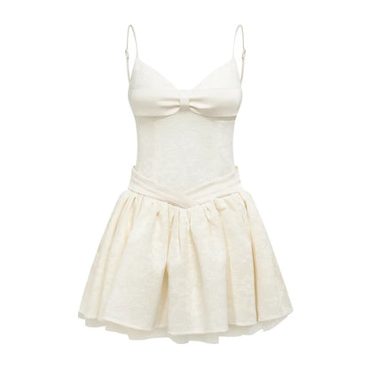 Elegant Ivory Spaghetti Straps Bow A-Line Short Homecoming Dress AS3232