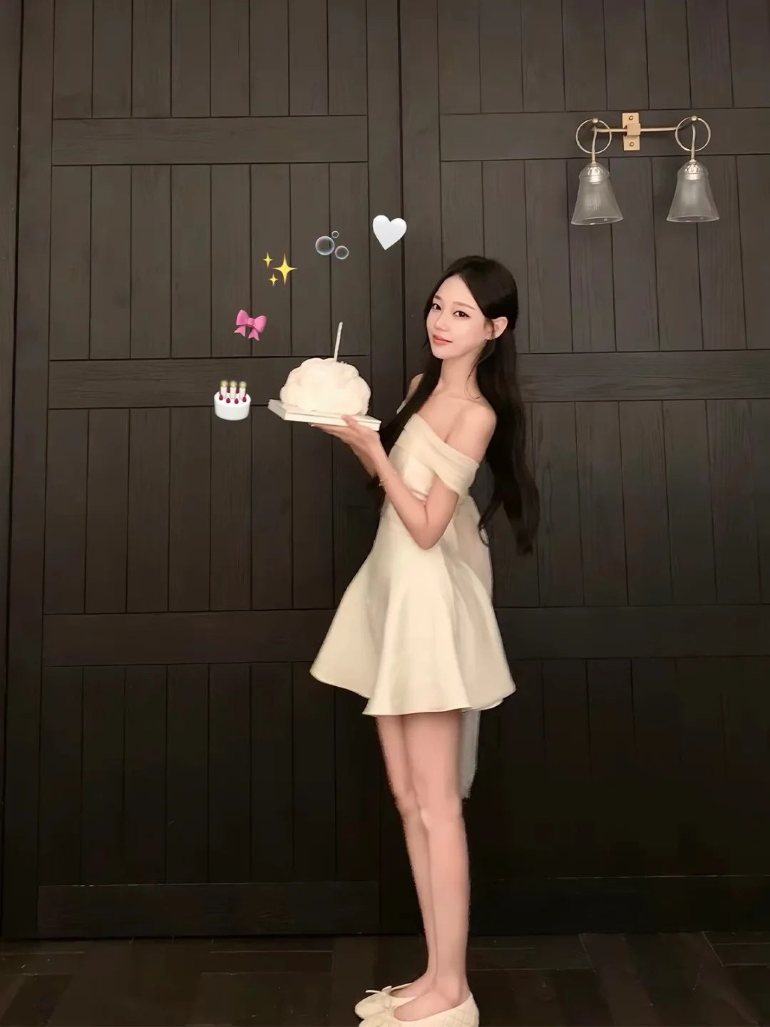 Romantic Ivory Off Shoulder Mesh Bow A-Line Short Homecoming Dress Birthday Dress AS3233