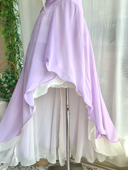 Romantic Lavender Strapless Ruched A Line High Low Homecoming Dress Birthday Dress AS3235