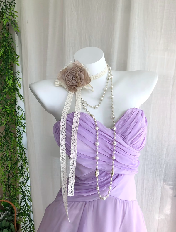 Romantic Lavender Strapless Ruched A Line High Low Homecoming Dress Birthday Dress AS3235
