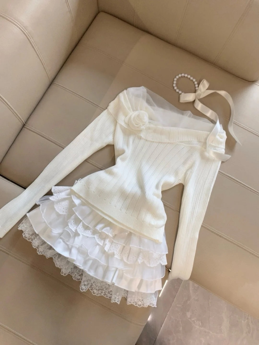 Dreamy White Off Shoulder Mesh 3D Rose A Line Short Homecoming Dress Birthday Dress AS3257