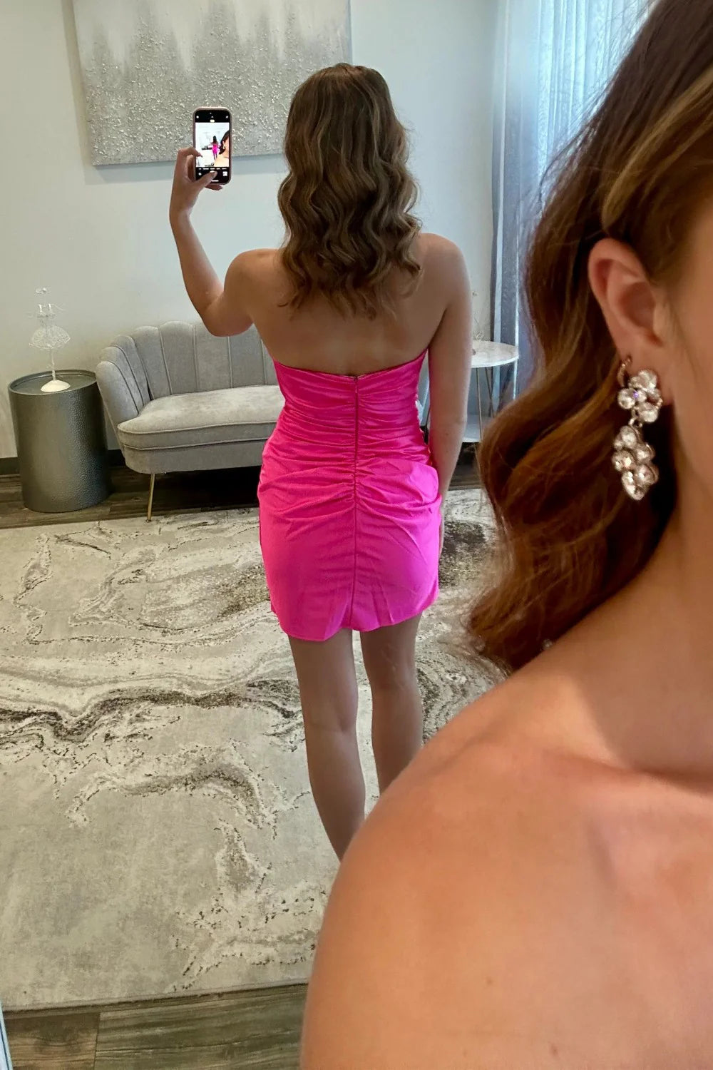 Stunning Strapless Cutout Short Tight Homecoming Dress With Ruched Detail AS326