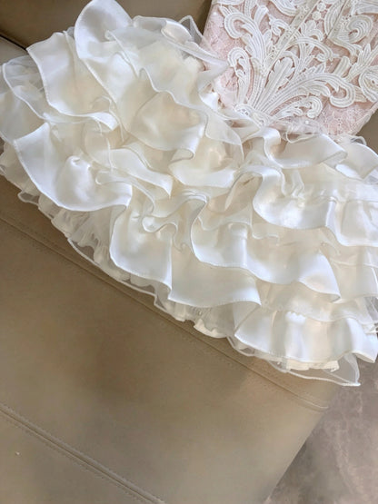 Romantic Pink White Lace Spaghetti Straps Sweetheart Corset A Line Short Homecoming Dress Birthday Dress With Shrug Set AS3260