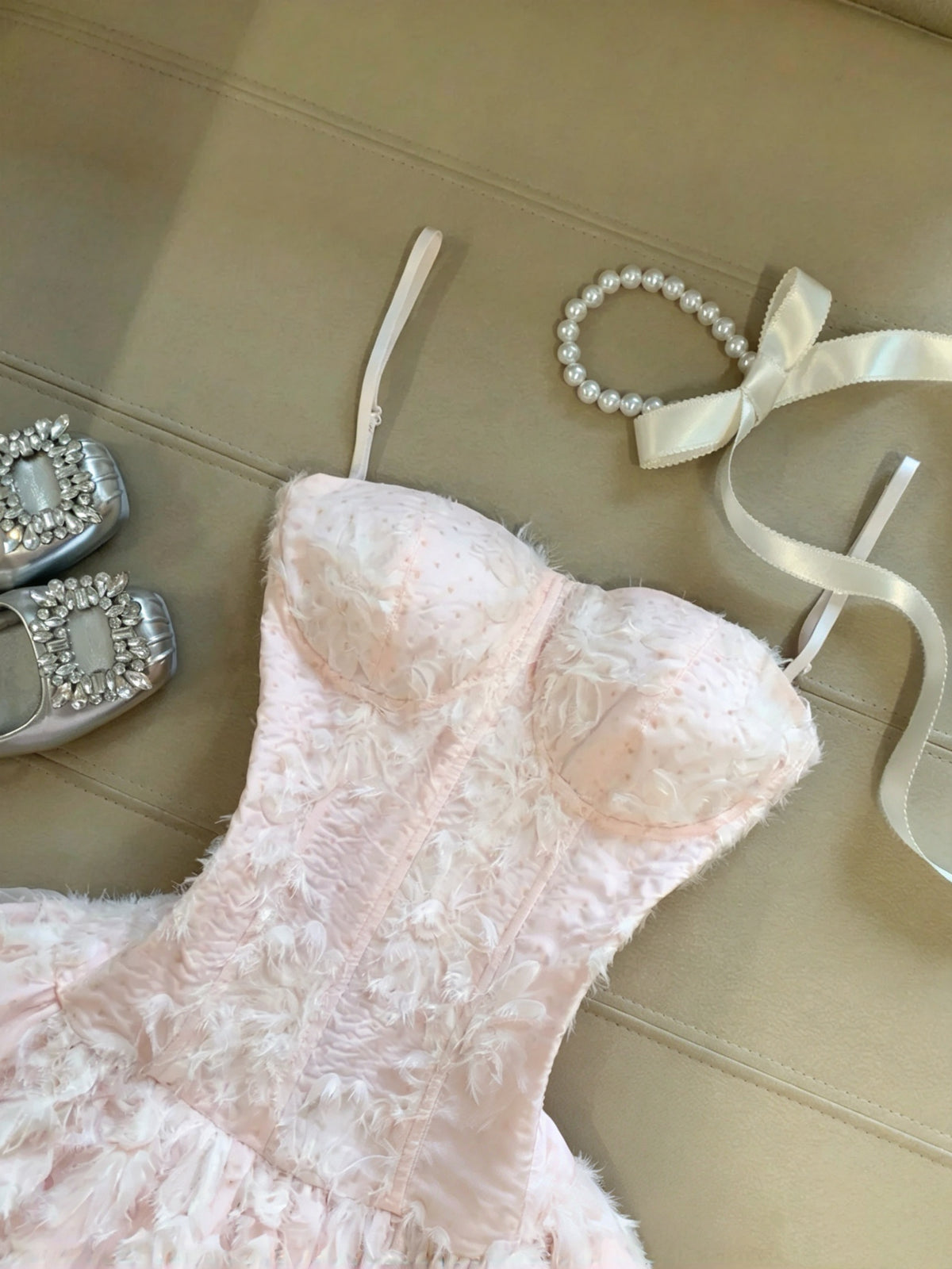 Dreamy Pink Spaghetti Straps Corset 3D Floral A-Line Short Homecoming Dress Birthday Dress AS3269
