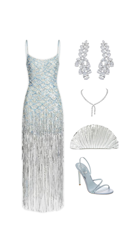 Glam Light Blue Spaghetti Straps Sequin Fringe Bodycon Short Homecoming Dress Birthday Dress AS3339