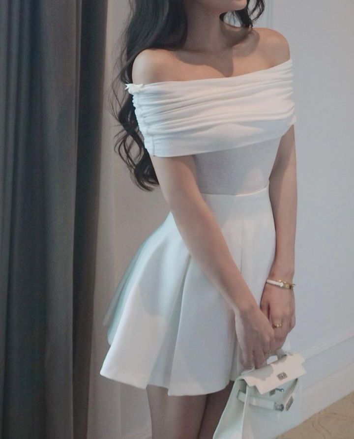 Elegant White Off Shoulder Pleated A-Line Short Homecoming Dress Birthday Dress AS3370