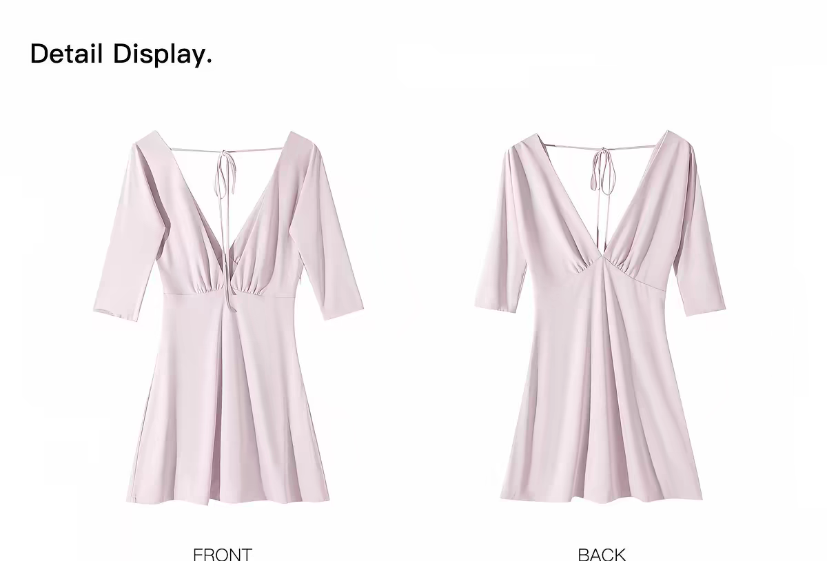 Soft Light Pink V-Neck Half Sleeve A Line Short Homecoming Dress Birthday Dress AS3394