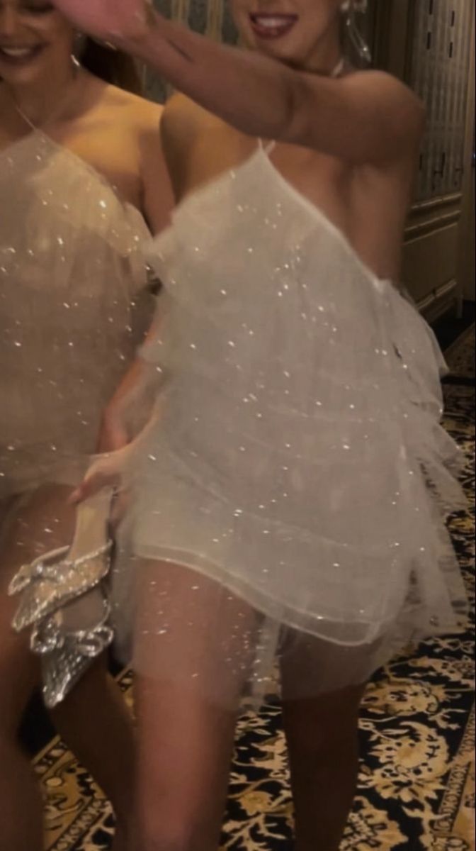 Ethereal White Halter Sparkly Tulle A Line Short Homecoming Dress Birthday Dress AS3401