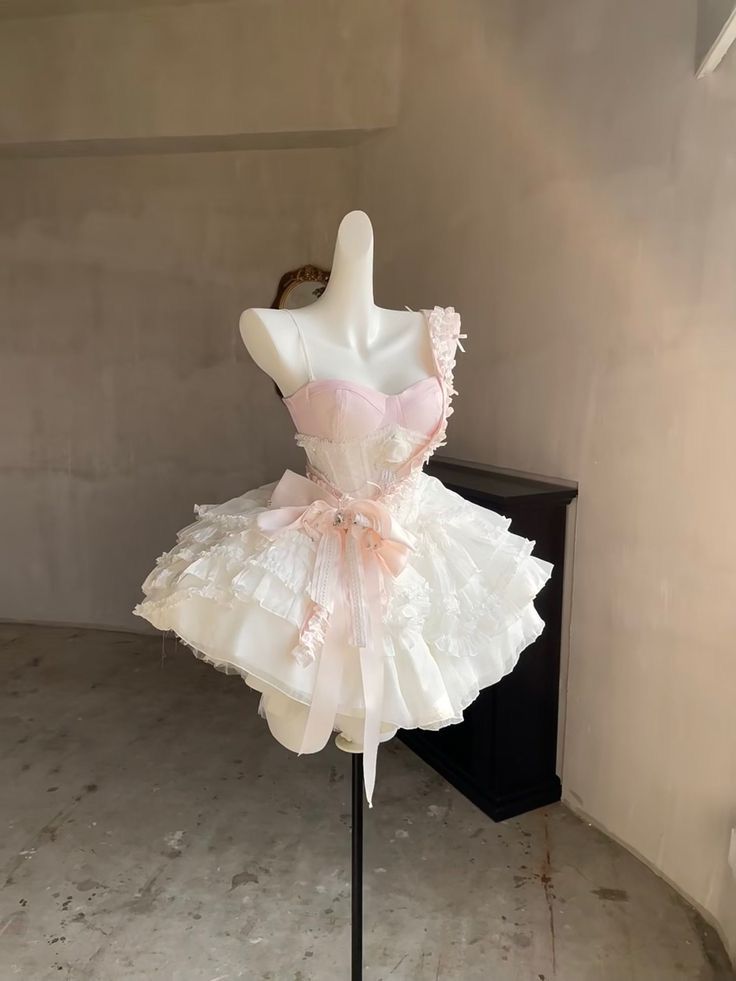 Romantic Pink White Spaghetti Straps Sweetheart Bow A Line Short Homecoming Dress Birthday Dress AS3420