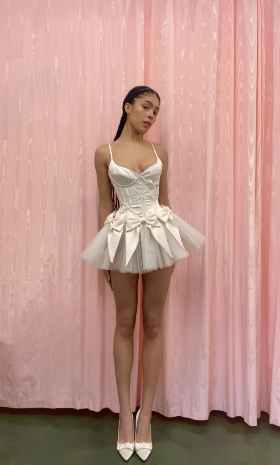 Cute White Spaghetti Straps Bow Tulle A Line Short Homecoming Dress Birthday Dress AS3436