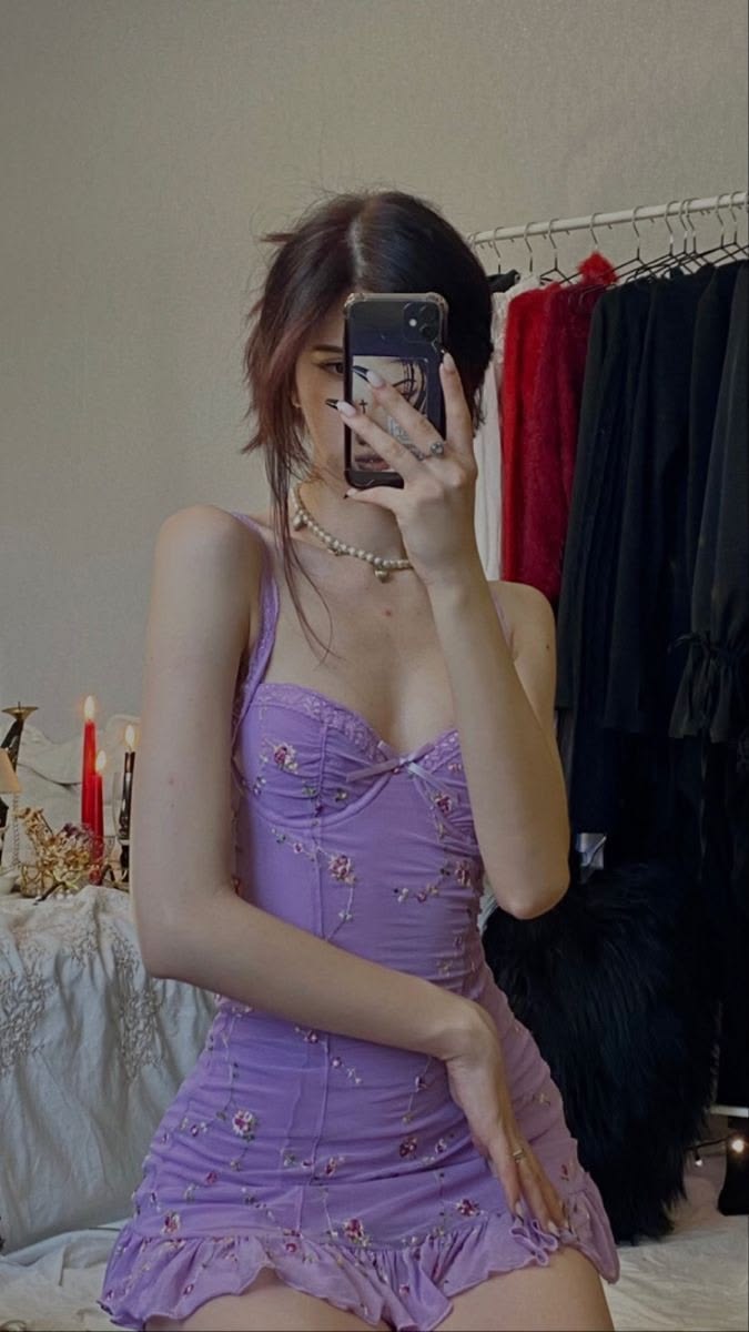 Sweet Lavender Spaghetti Straps Bow Floral Embroidery Bodycon Short Homecoming Dress Birthday Dress AS3440