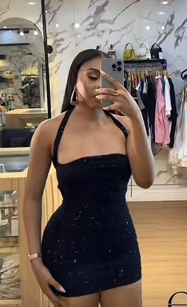Chic Black Halter Glitter Sparkle Bodycon Short Homecoming Dress Birthday Dress AS3442