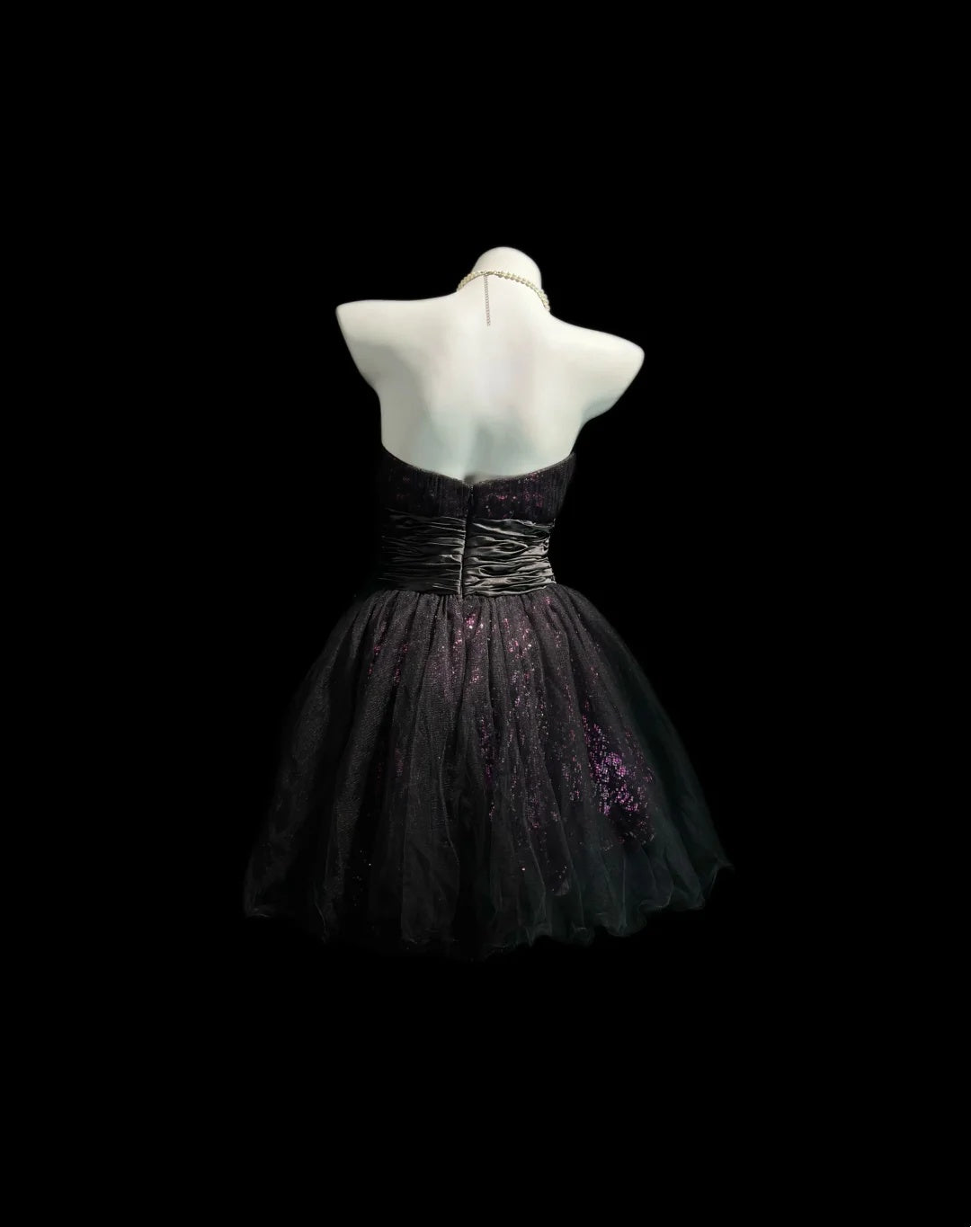 Glam Black Purple Glitter Strapless Sweetheart Bow Rhinestone A-Line Short Homecoming Dress Birthday Dress AS3446