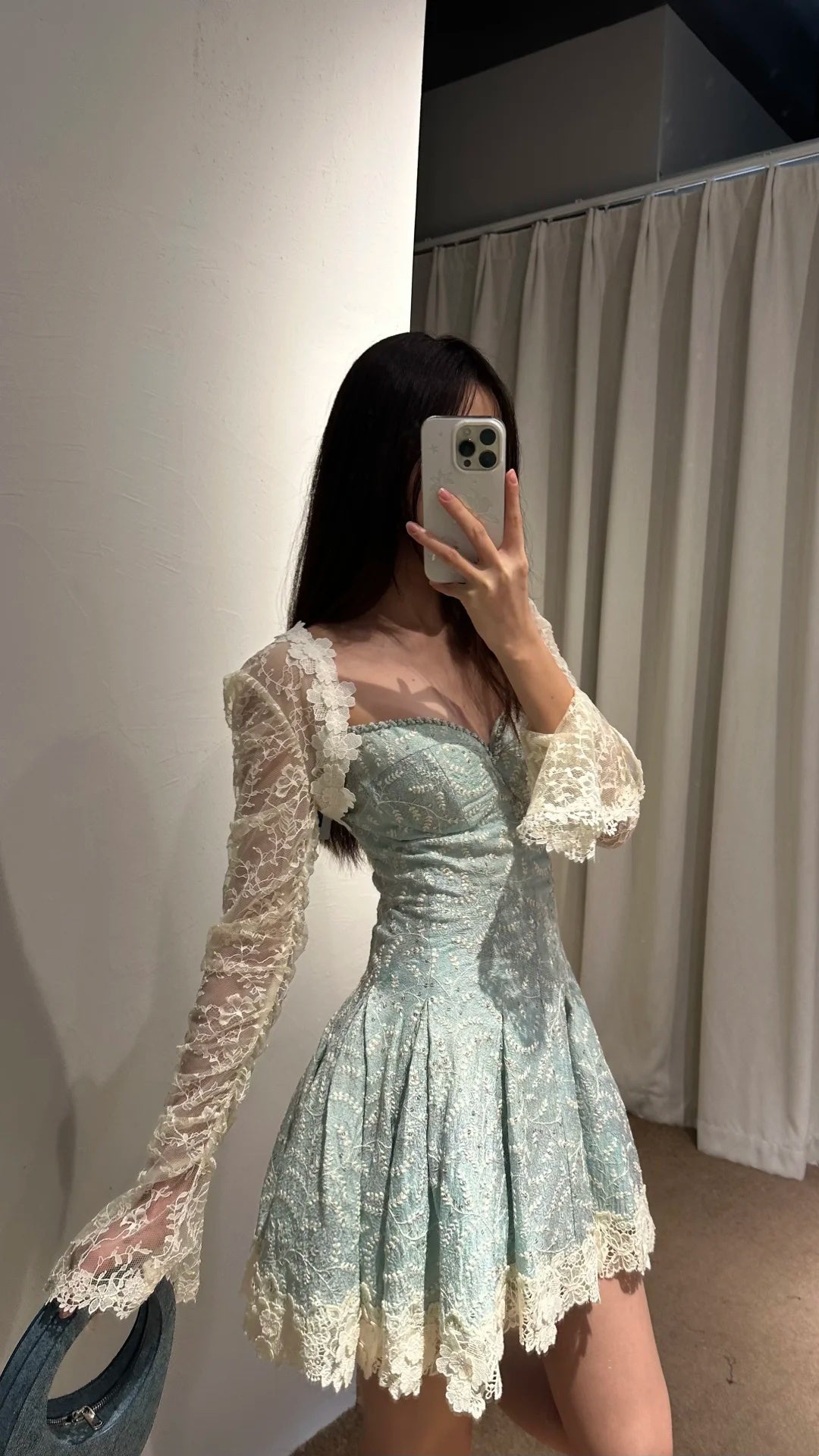 Chic Mint Sweetheart Spaghetti Straps Embroidered Lace A Line Short Homecoming Dress Birthday Dress AS3452