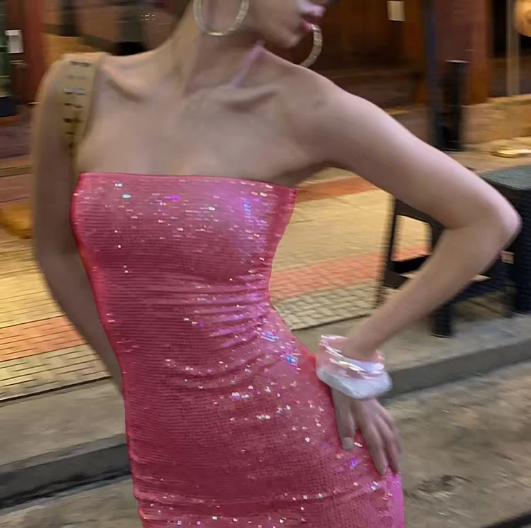Stunning Pink Strapless Rhinestone Bodycon Short Homecoming Dress Birthday Dress AS3463
