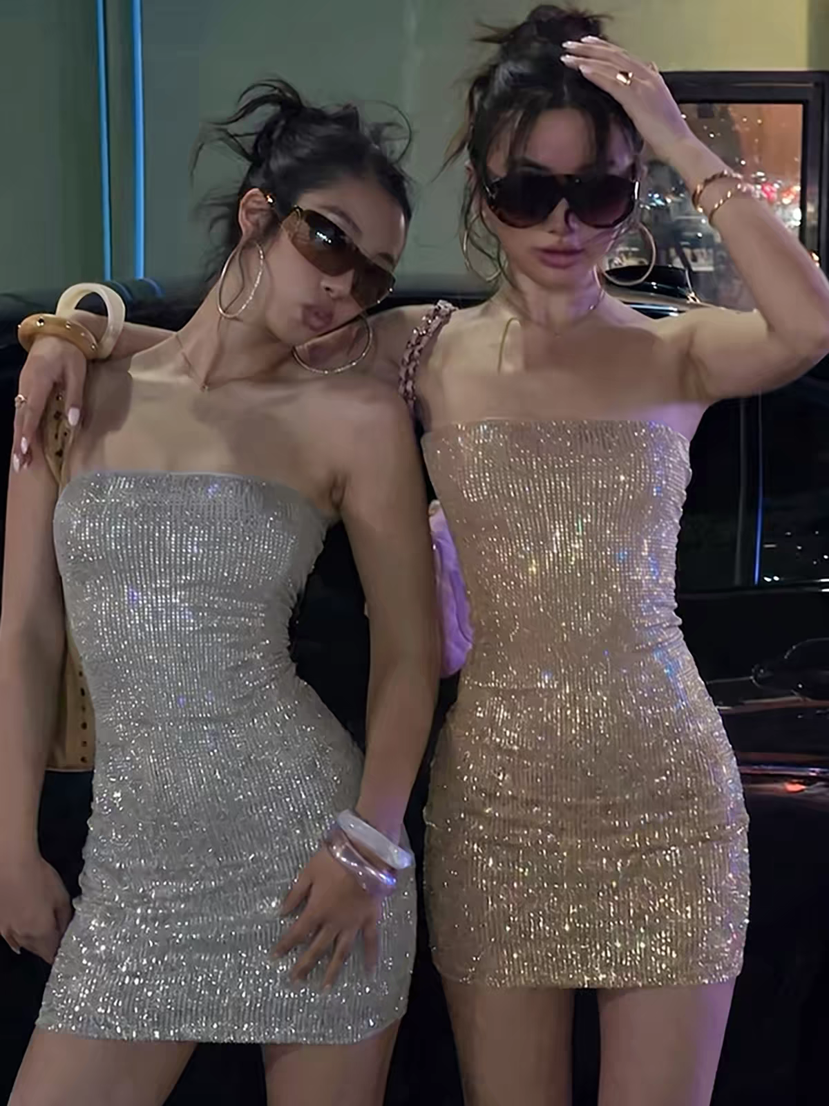 Stunning Pink Strapless Rhinestone Bodycon Short Homecoming Dress Birthday Dress AS3463