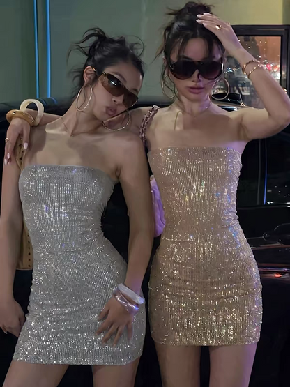 Stunning Pink Strapless Rhinestone Bodycon Short Homecoming Dress Birthday Dress AS3463