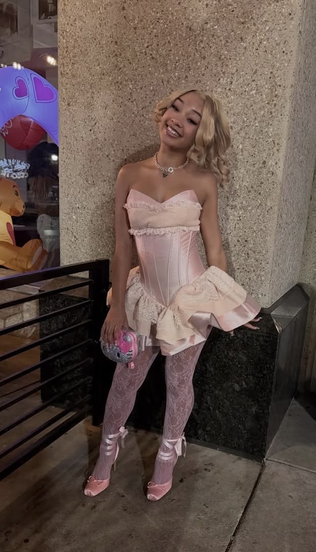 Sweet Pink Strapless Lace Ruffle Corset A Line Short Homecoming Dress Birthday Dress AS3464