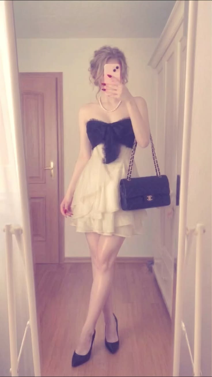 Chic Ivory Black Strapless Lace Bow A Line Short Homecoming Dress Birthday Dress AS3467