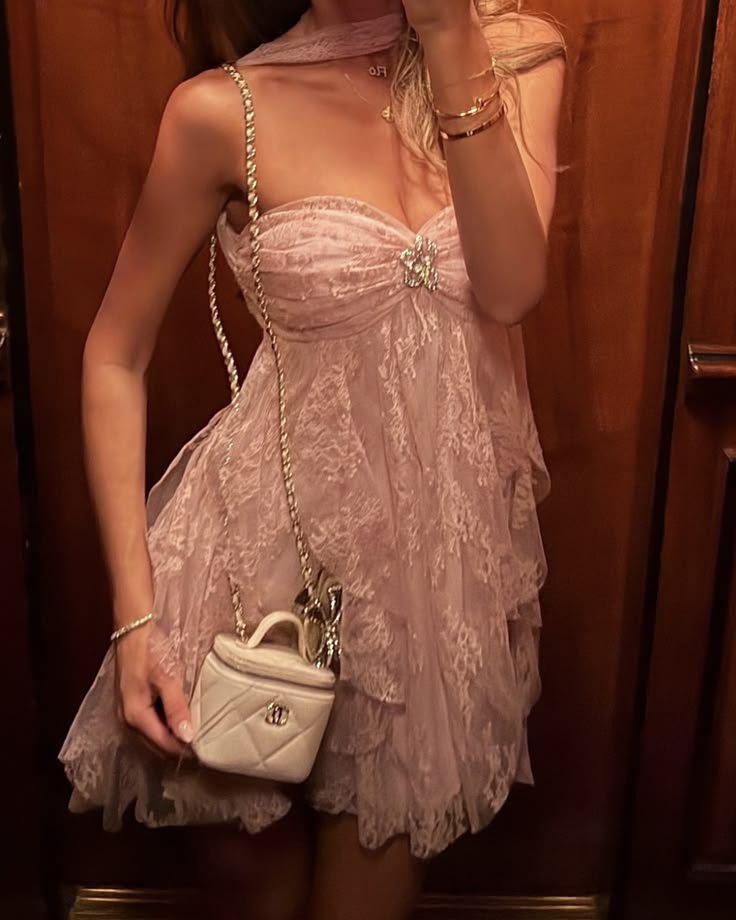 Delicate Pink Strapless Rhinestone Lace Tiered Ruffle A Line Short Homecoming Dress Birthday Dress AS3472