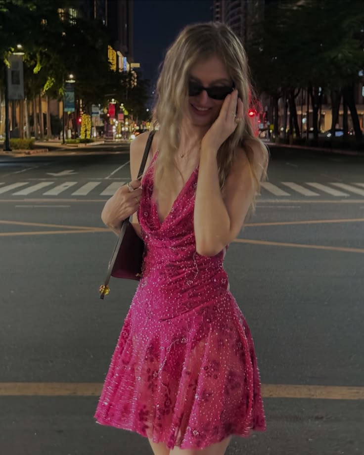 Vibrant Fuchsia Halter V Floral Beaded Sequin A Line Short Homecoming Dress Birthday Dress AS3480
