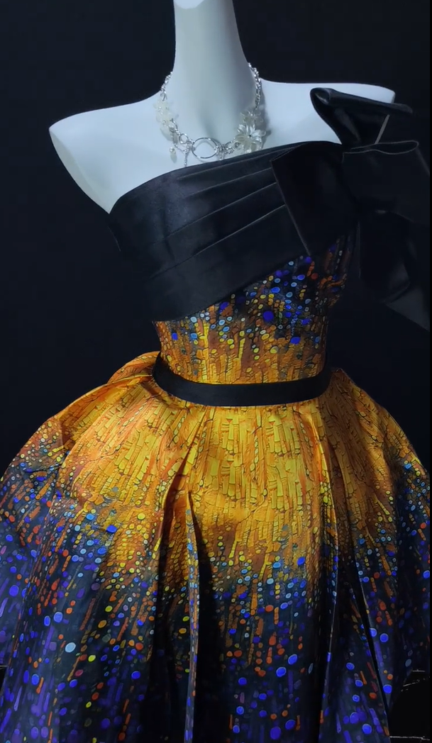 Stunning Ombre Galaxy Print Strapless Bow A Line Short Homecoming Dress Birthday Party Dress AS3489