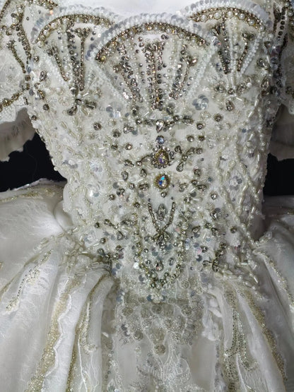 Stunning Ivory Off Shoulder Heavy Beaded Lace Tulle A Line Short Homecoming Dress Birthday Dress AS3505