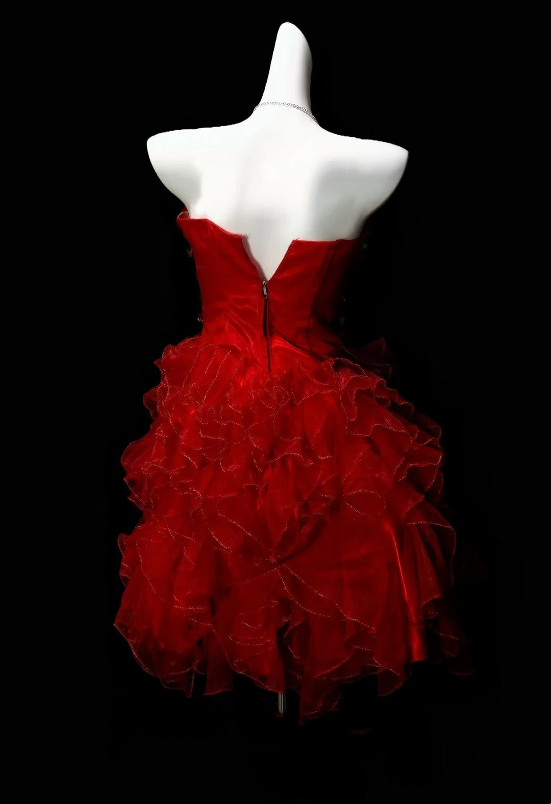 Bold Red Strapless Sequin Beaded A Line Short Homecoming Dress Birthday Dress AS3507