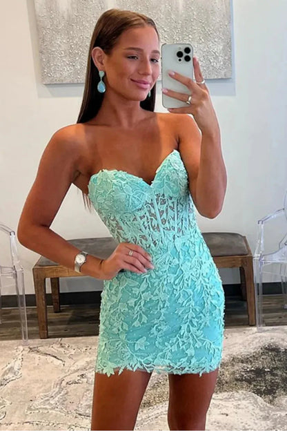 Stunning Bodycon Sweetheart Lace Up Short Homecoming Party Dress AS351