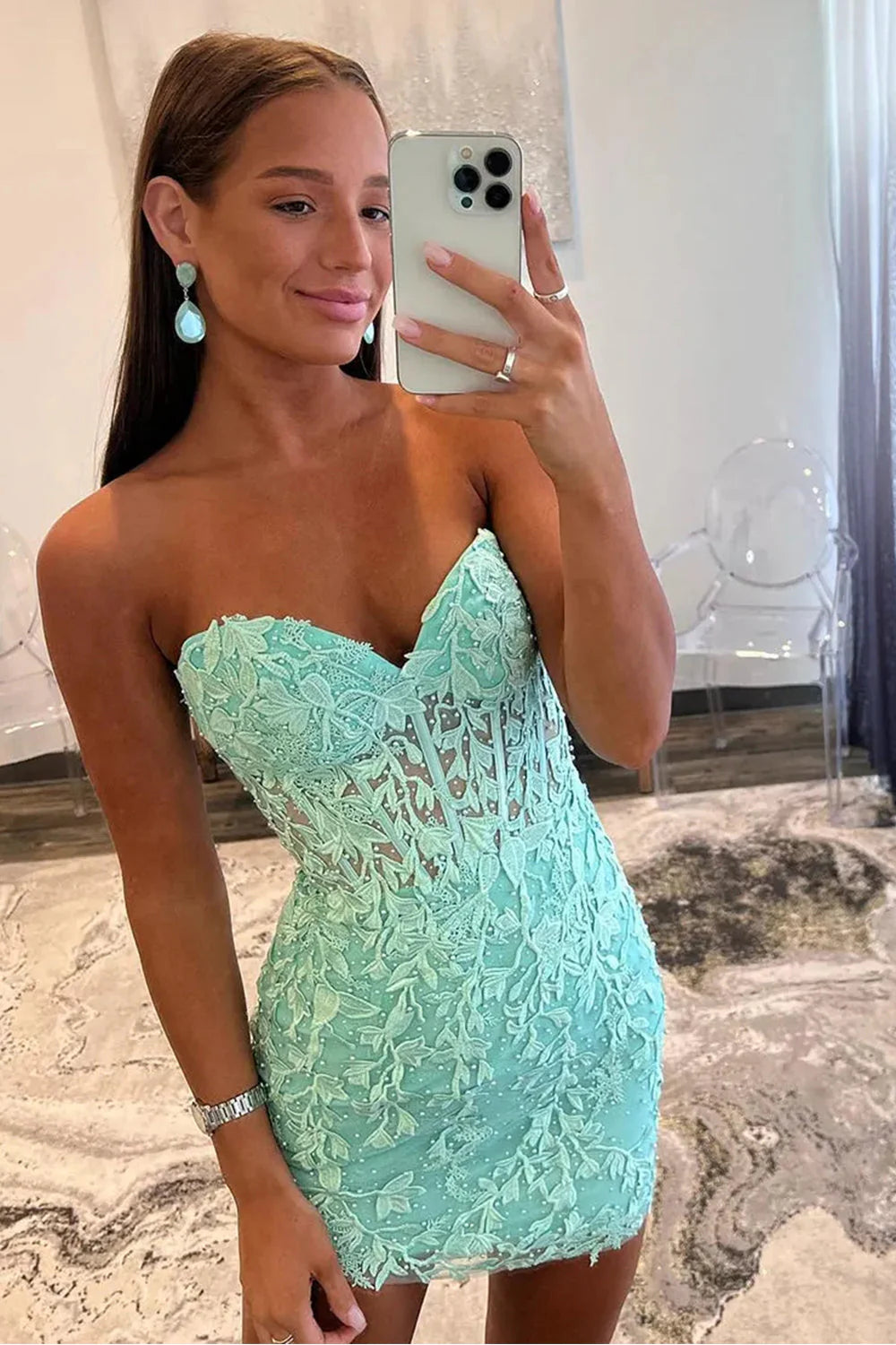 Stunning Bodycon Sweetheart Lace Up Short Homecoming Party Dress AS351