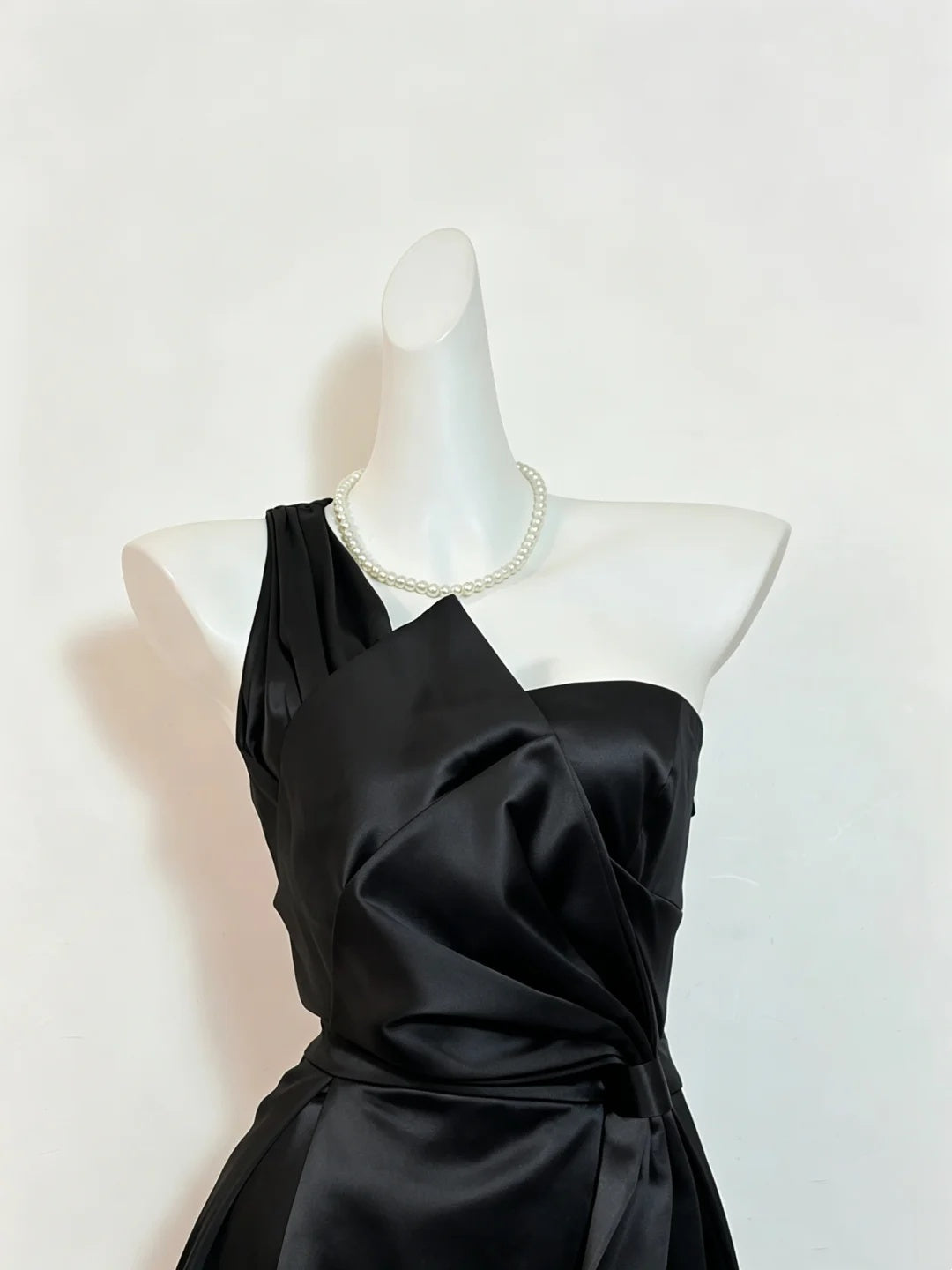Sleek Black One Shoulder Draped Satin Bodycon Short Homecoming Dress Birthday Dress AS3524