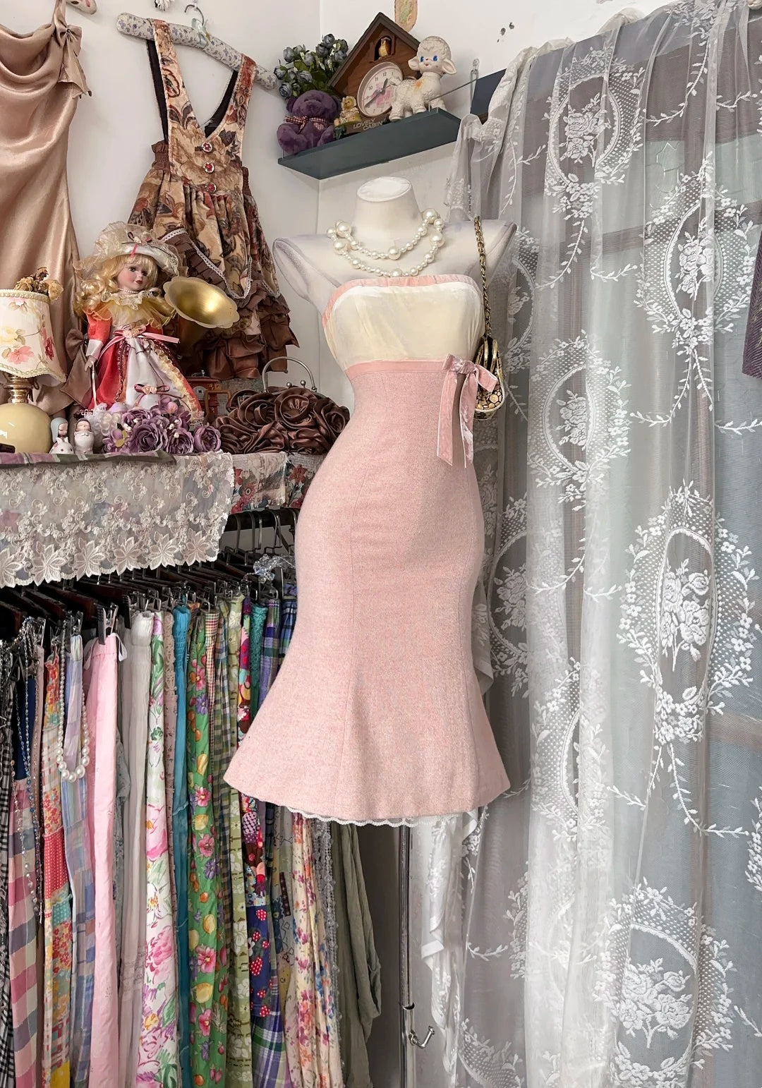 Sweet Pink Strapless Bow Mermaid Short Homecoming Dress Birthday Dress AS3530