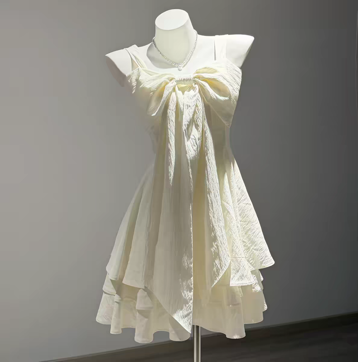 Sweet Ivory Straps Front Bow A Line Short Homecoming Dress Birthday Dress AS3542