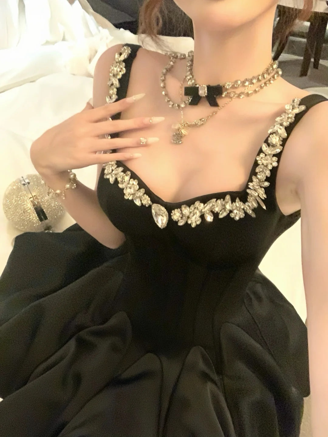 Glam Black Sweetheart Rhinestone Strap A Line Short Homecoming Dress Birthday Dress AS3545