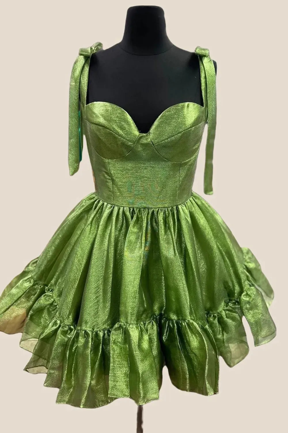Charming A-Line Organza Mini Dress With Ribbon Straps Barbie Inspired Homecoming Dress AS387
